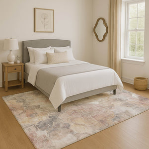 HomeRoots 10' X 14' Elegant Taupe Beige Floral Area Rug – Washable, UV Protected, Stain-Resistant, Non-Slip Design 706091