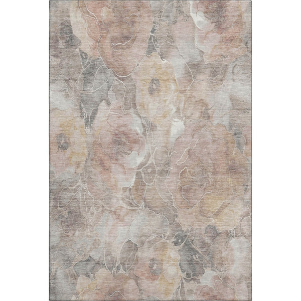 HomeRoots 10' X 14' Elegant Taupe Beige Floral Area Rug – Washable, UV Protected, Stain-Resistant, Non-Slip Design 706091