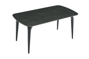 English Elm Modern Sintered Stone Rectangular Dining Table Gold Accent Legs Heat Resistant Surface Dark Gray W3493P436782