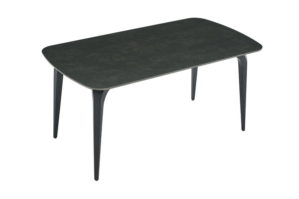 English Elm Modern Sintered Stone Rectangular Dining Table with Gold Accent Metal Base W3493S00015