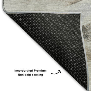 HomeRoots 10' Gray and Blue Abstract Washable Area Rug - Durable, UV-Protected, Perfect for Family Spaces! 706103