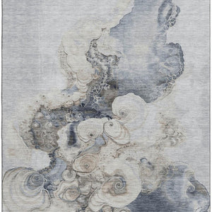 HomeRoots 10' Gray and Blue Abstract Washable Area Rug - Durable, UV-Protected, Perfect for Family Spaces! 706103