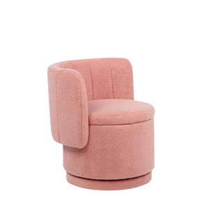 English Elm 360 Swivel Bouclé Sofa Chair with Hidden Storage Compartment, Ergonomic Plush Cushioning for Cozy Living Spaces Pink 28.75 L x 28 W x 20.5 H W1716P196479