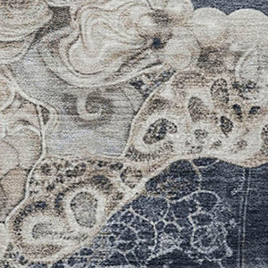 HomeRoots 9' X 12' Stylish Ivory and Blue Abstract Area Rug – Washable, UV Protected, Perfect for High-Traffic Areas 706108