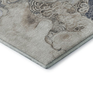 HomeRoots 10' X 14' Ivory and Blue Abstract Area Rug - Stylish, Washable, UV-Protected for High-Traffic Homes 706109
