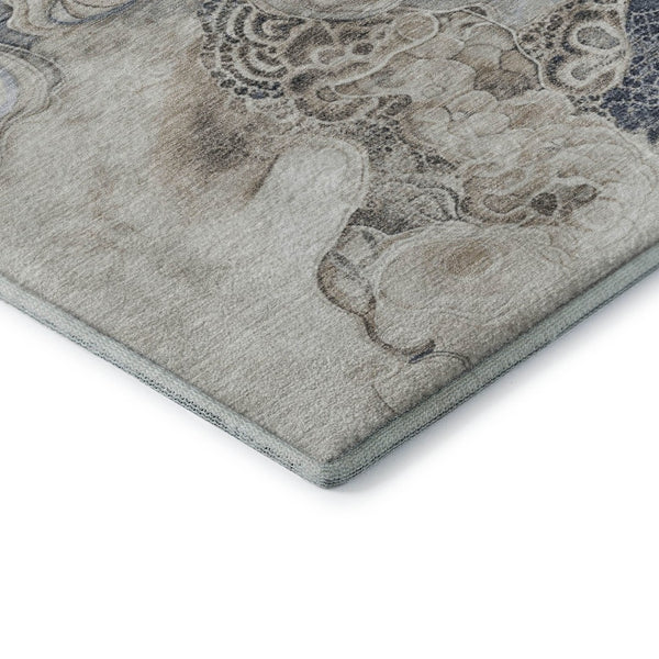 HomeRoots 10' X 14' Ivory and Blue Abstract Area Rug - Stylish, Washable, UV-Protected for High-Traffic Homes 706109