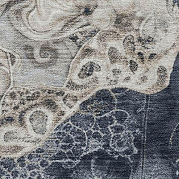 HomeRoots 10' X 14' Ivory and Blue Abstract Area Rug - Stylish, Washable, UV-Protected for High-Traffic Homes 706109