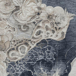 HomeRoots 10' X 14' Ivory and Blue Abstract Area Rug - Stylish, Washable, UV-Protected for High-Traffic Homes 706109