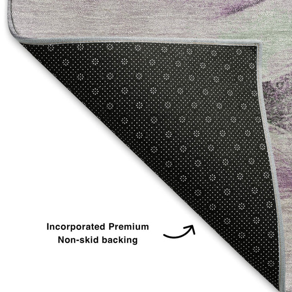 HomeRoots 5' X 8' Modern Abstract Sage & Lavender Area Rug - Washable, UV Protected, Pet-Friendly Design 706111