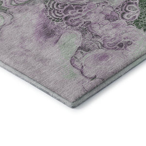 HomeRoots 5' X 8' Modern Abstract Sage & Lavender Area Rug - Washable, UV Protected, Pet-Friendly Design 706111