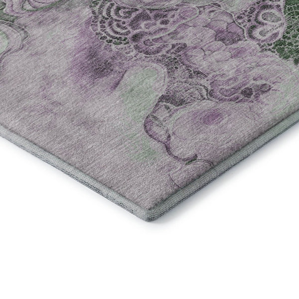 HomeRoots 5' X 8' Modern Abstract Sage & Lavender Area Rug - Washable, UV Protected, Pet-Friendly Design 706111