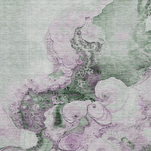 HomeRoots 5' X 8' Modern Abstract Sage & Lavender Area Rug - Washable, UV Protected, Pet-Friendly Design 706111
