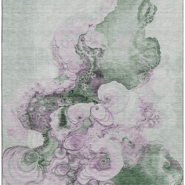 HomeRoots 5' X 8' Modern Abstract Sage & Lavender Area Rug - Washable, UV Protected, Pet-Friendly Design 706111
