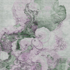 HomeRoots 8' X 10' Sage & Lavender Abstract Washable Area Rug – Durable, UV-Protected, Perfect for Kids & Pets! 706113