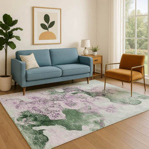 HomeRoots 10' X 14' Sage and Lavender Abstract Area Rug - Washable, UV-Protected, Modern Design for Homes 706115