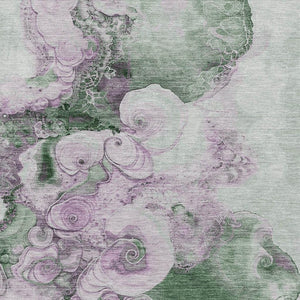 HomeRoots 10' X 14' Sage and Lavender Abstract Area Rug - Washable, UV-Protected, Modern Design for Homes 706115