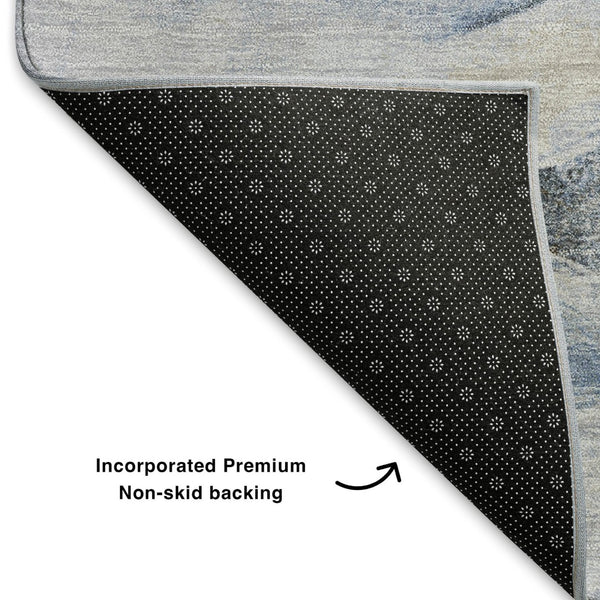 HomeRoots 10' X 14' Washable Taupe Blue Ivory Area Rug - Stylish, Durable, UV-Protected for High-Traffic Spaces 706121