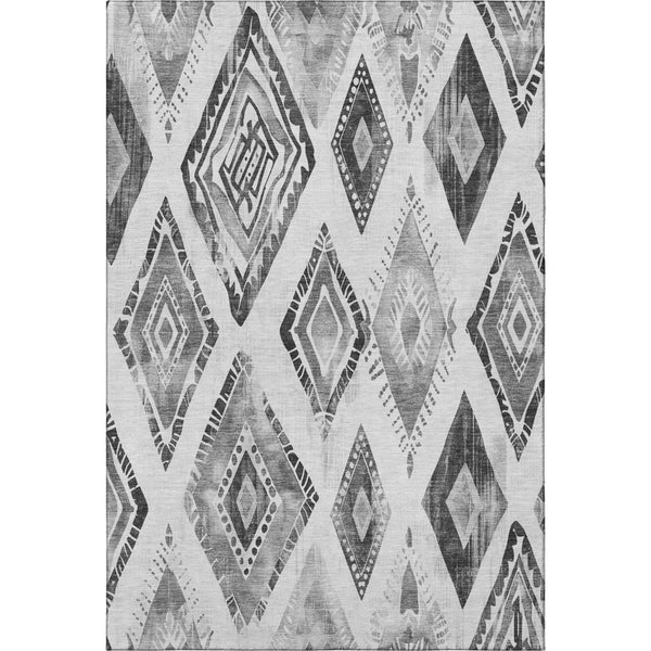 HomeRoots 9' X 12' Gray and Silver Geometric Washable Area Rug - Durable, UV-Protected Style for Any Home 706126
