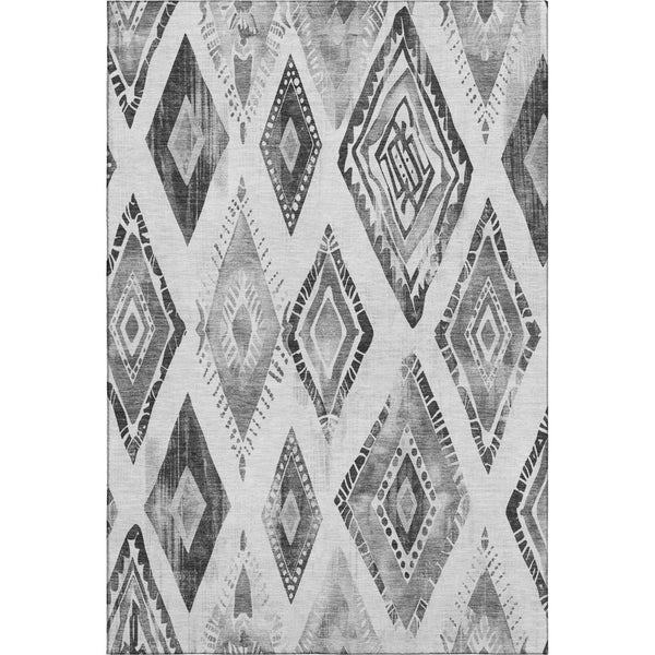 HomeRoots 10' Gray and Silver Geometric Area Rug – Washable, UV-Protected, Stain-Resistant for Modern Homes 706127