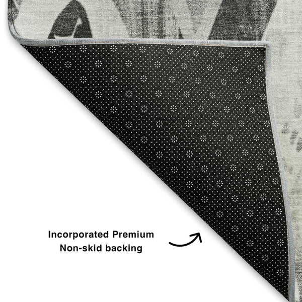 HomeRoots 10' Gray and Silver Geometric Area Rug – Washable, UV-Protected, Stain-Resistant for Modern Homes 706127