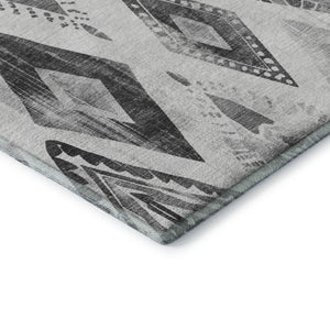 HomeRoots 10' Gray and Silver Geometric Area Rug – Washable, UV-Protected, Stain-Resistant for Modern Homes 706127