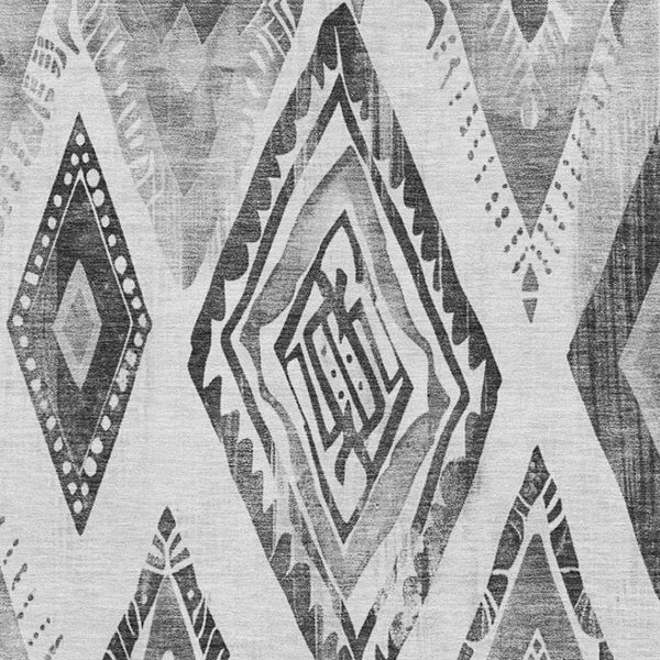 HomeRoots 10' Gray and Silver Geometric Area Rug – Washable, UV-Protected, Stain-Resistant for Modern Homes 706127
