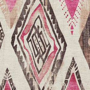 HomeRoots 8' X 10' Modern Pink and Ivory Geometric Washable Area Rug with UV Protection for Stylish Homes 706131
