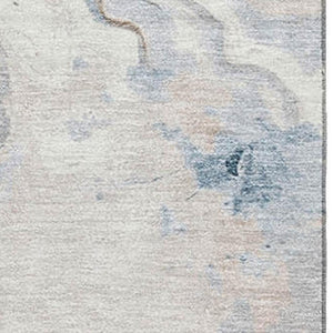 HomeRoots 5' X 8' Abstract Area Rug in Beige, Blue, and Ivory – Washable, UV-Protected, Stain-Resistant Design 706135