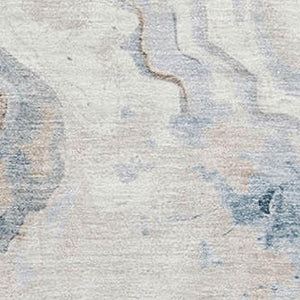 HomeRoots 8' X 10' Stylish Beige Blue Ivory Abstract Washable Area Rug with UV Protection for High-Traffic Use 706137