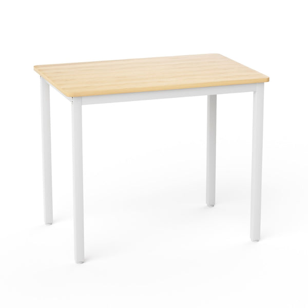 English Elm Dining Table Set 3 Piece Industrial Steel Frame with Melamine Top for Kitchen Nook White+Natural W1162P424923