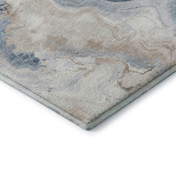 HomeRoots 10' Beige, Blue & Ivory Abstract Washable Area Rug – Stylish, Durable, UV Protected for Modern Homes 706139