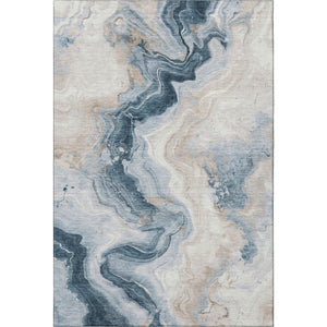 HomeRoots 10' Beige, Blue & Ivory Abstract Washable Area Rug – Stylish, Durable, UV Protected for Modern Homes 706139