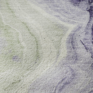 HomeRoots 8' Lavender Green & Ivory Abstract Round Rug - Durable, Stain-Resistant, UV Protected Design! 706142