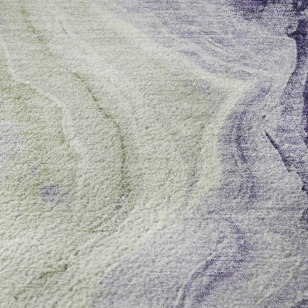 HomeRoots 8' Lavender Green & Ivory Abstract Round Rug - Durable, Stain-Resistant, UV Protected Design! 706142