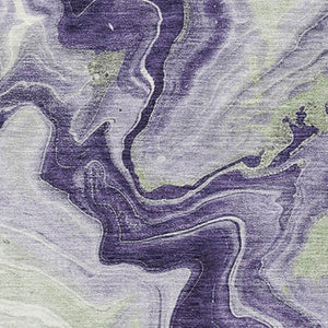 HomeRoots 8' X 10' Stylish Lavender Green and Ivory Abstract Washable Area Rug with UV Protection & Durability 706143