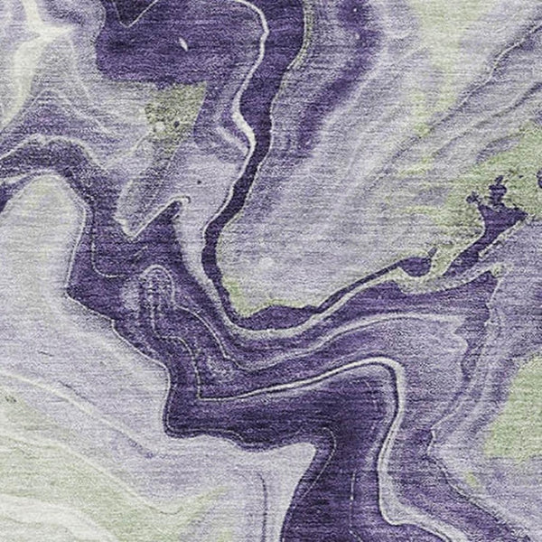 HomeRoots 8' X 10' Stylish Lavender Green and Ivory Abstract Washable Area Rug with UV Protection & Durability 706143