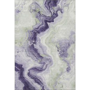 HomeRoots 8' X 10' Stylish Lavender Green and Ivory Abstract Washable Area Rug with UV Protection & Durability 706143