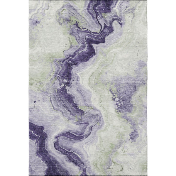 HomeRoots 8' X 10' Stylish Lavender Green and Ivory Abstract Washable Area Rug with UV Protection & Durability 706143
