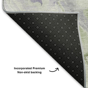 HomeRoots 9' X 12' Stylish Lavender Green and Ivory Abstract Area Rug - Washable, UV Protected, Non-Slip Design 706144