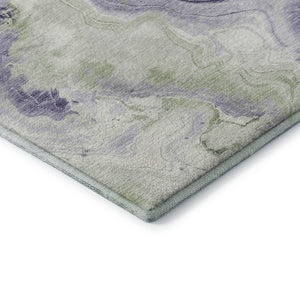 HomeRoots 9' X 12' Stylish Lavender Green and Ivory Abstract Area Rug - Washable, UV Protected, Non-Slip Design 706144
