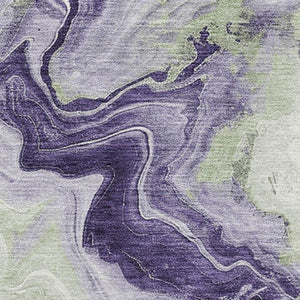 HomeRoots 9' X 12' Stylish Lavender Green and Ivory Abstract Area Rug - Washable, UV Protected, Non-Slip Design 706144