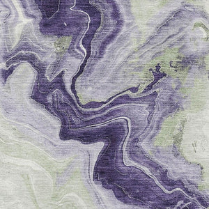 HomeRoots 9' X 12' Stylish Lavender Green and Ivory Abstract Area Rug - Washable, UV Protected, Non-Slip Design 706144