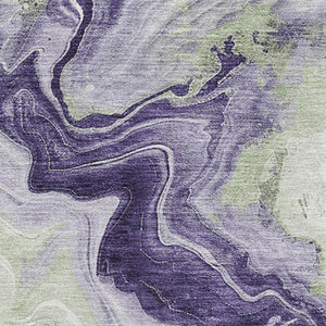 HomeRoots 10' X 14' Abstract Washable Area Rug in Lavender Green & Ivory - Stylish, UV-Protected & Easy-Care! 706145
