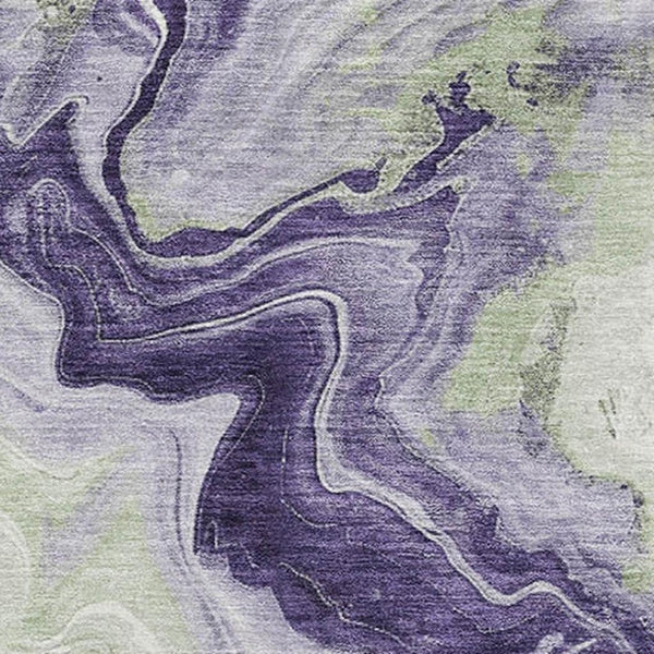 HomeRoots 10' X 14' Abstract Washable Area Rug in Lavender Green & Ivory - Stylish, UV-Protected & Easy-Care! 706145