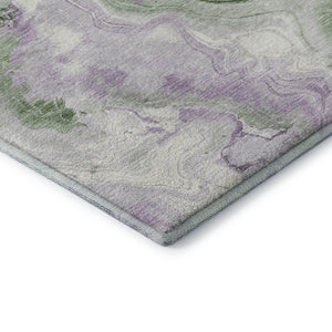 HomeRoots 5' X 8' Olive Green, Lavender & Ivory Abstract Area Rug - Washable, UV-Protected & Stain-Resistant! 706147