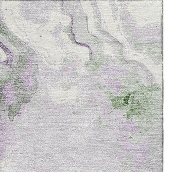 HomeRoots 5' X 8' Olive Green, Lavender & Ivory Abstract Area Rug - Washable, UV-Protected & Stain-Resistant! 706147