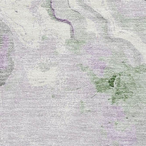 HomeRoots 8' X 10' Abstract Washable Area Rug in Olive Green, Lavender & Ivory – Durable UV-Protected Design 706149
