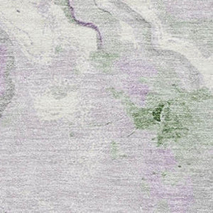 HomeRoots 10' X 14' Olive Green, Lavender & Ivory Abstract Washable Area Rug with UV Protection & Non-Slip Backing 706151