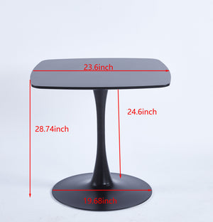 English Elm 24 Inch Black Square Tulip Table for 2-4, Mid-Century Modern Small Dining Table with Sturdy Pedestal Base for Kitchen, Apartment, Cafe W3766P370576