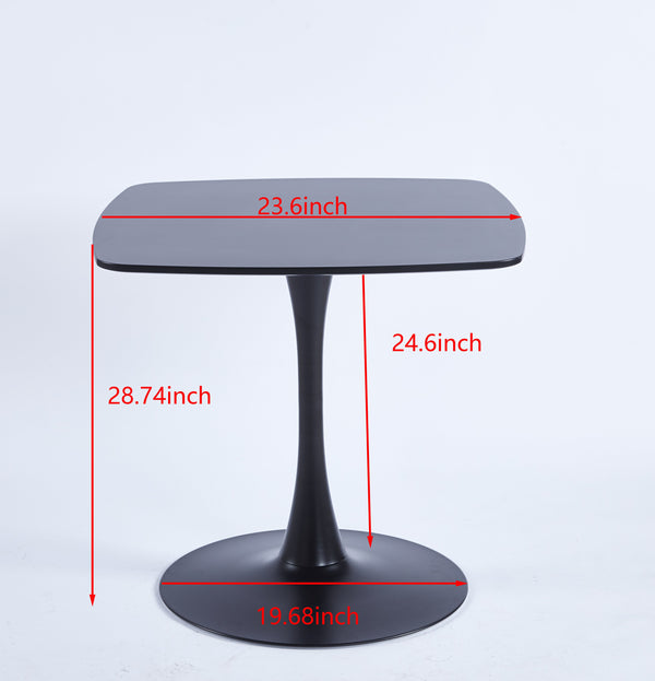 English Elm 24 Inch Black Square Tulip Table for 2-4, Mid-Century Modern Small Dining Table with Sturdy Pedestal Base for Kitchen, Apartment, Cafe W3766P370576